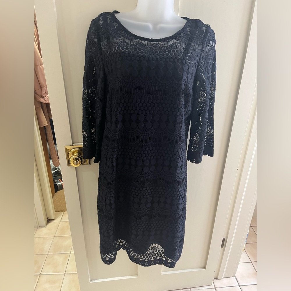 Chico's Black Lace three quarter sleeve dress